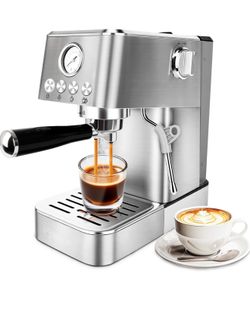 20 Bar Espresso Machine, Stainless Steel Coffee Maker w/Milk Frother & 1350W Fast - Retail at $130