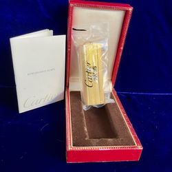 Vintage Gold Oval Cartier Lighter New Sealed Old Stock Full Set