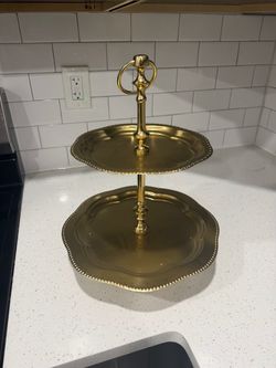 Two tier gold tray