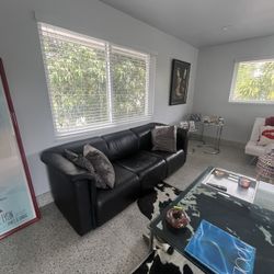 Contemporary Black Leather Sofa