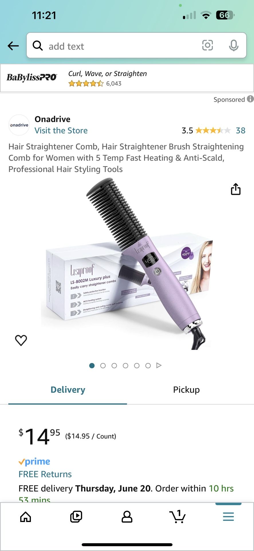 Hair Straightener Comb, Hair Straightener Brush Straightening Comb for Women with 5 Temp Fast Heating & Anti-Scald, Professional Hair Styling Tools