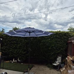 9"ft market umbrella patio color: navy and white base not included