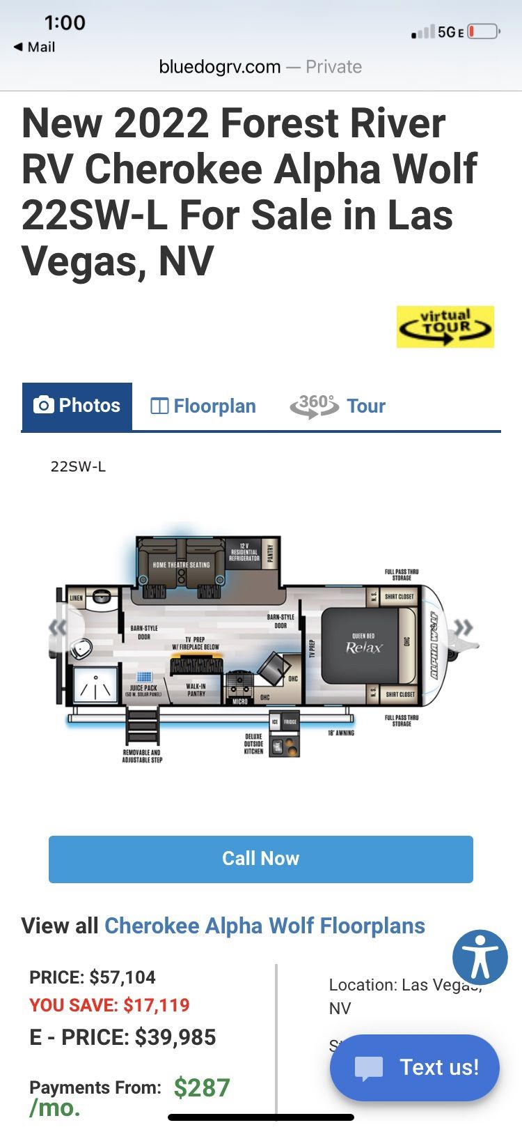 2022 Forest River  -  Alpha Wolf 22SW-L