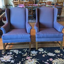 Pair Of Blue Wingback Chairs