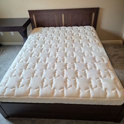 SONGESAND
Bed frame with 2 storage boxes, brown/Luröy, Queen with matress