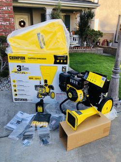 BRAND NEW ..! FULLY COMPLETE WITH ALL ACCESSORIES. CHAMPION 224 cc 3” UPRIGHT 2-in-1 GAS POWERED WOOD CHIPPER SHREDDER! BRAND NEW KIT !