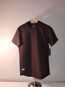 BYLT Mens Drop Cut Short Sleeve Dark Brown Athletic T Shirt NEW w Tag Size Small