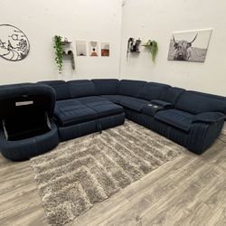 Blue Sectional Couch Pull Out - Free Delivery