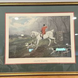 Framed “Drawn Blank” Fox Hunting Print – Vintage Matted Artwork 29.5” X 23”