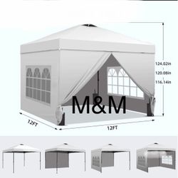Canopy Tent 10'x10' Pop Up Gazebo with 1-Person Set Up, 4 Sidewalls