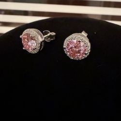 Sterling Silver Pink Moissanite Studs 2.5 Carat 
