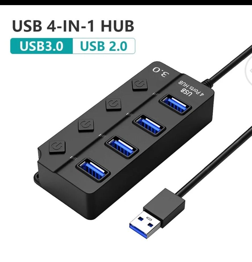 HUB USB 3.0 USB Splitter 2.0 4-in-1 USB
Adapter Multi-Port Independent Power Switch
Extender 30CM Cable
A A A 4
~~~ ~~