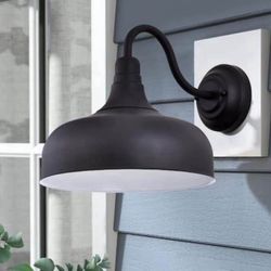 1-Light Bulb LED Gooseneck Outdoor Barn Light Black Finish With 12Watt Integrated LED Module .