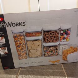 NEW OXO SoftWorks POP 8 Piece Square Container Set Airtight Food Storage No BPA