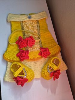 $25 Vestidos tejidos para niña incluye zapatitos y diadema