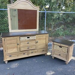 Casual Dresser, Night Stand & Mirror