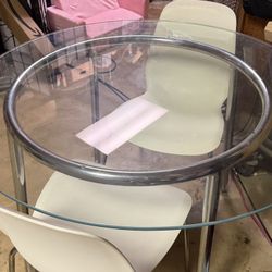 Glass dining table with chairs !