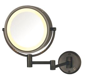 Jerdon 11 in. x 14 in. Lighted Wall Makeup Mirror in Bronze