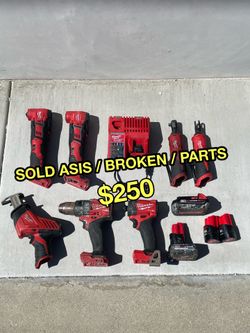 Lot of 12 Milwaukee dewalt laser sds battery m18 fuel tools Asis parts fix repair broken damage