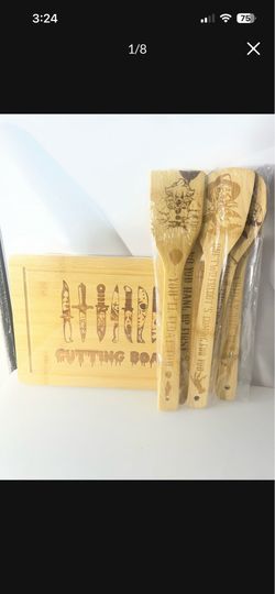 Horror Movie Laser Engraved Bamboo Cutting Board & Spoon Set