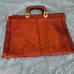 Flat Folio Style Attache Briefcase Velvet Lined Vintage