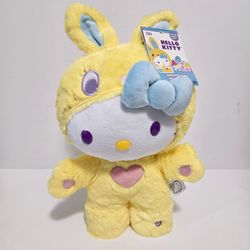 Hello Kitty Sanrio Yellow Easter Greeter "Bunny Hop" Music & Motion Plush NWT