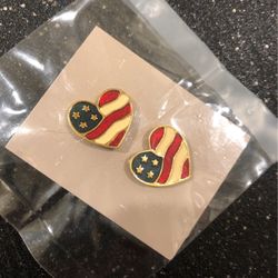 New-Flag Heart Earings