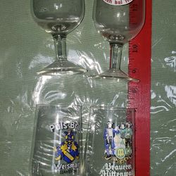 Vintage Set Of 4 Various Stemmed Beer Glasses Germany