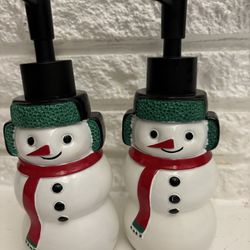 set of 2 brand new snowman soap dispenser