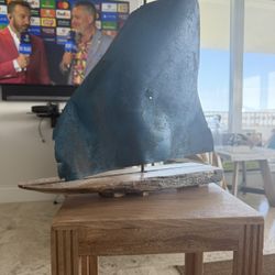 Boat Sculpture Made Out Of Wood And Steel 