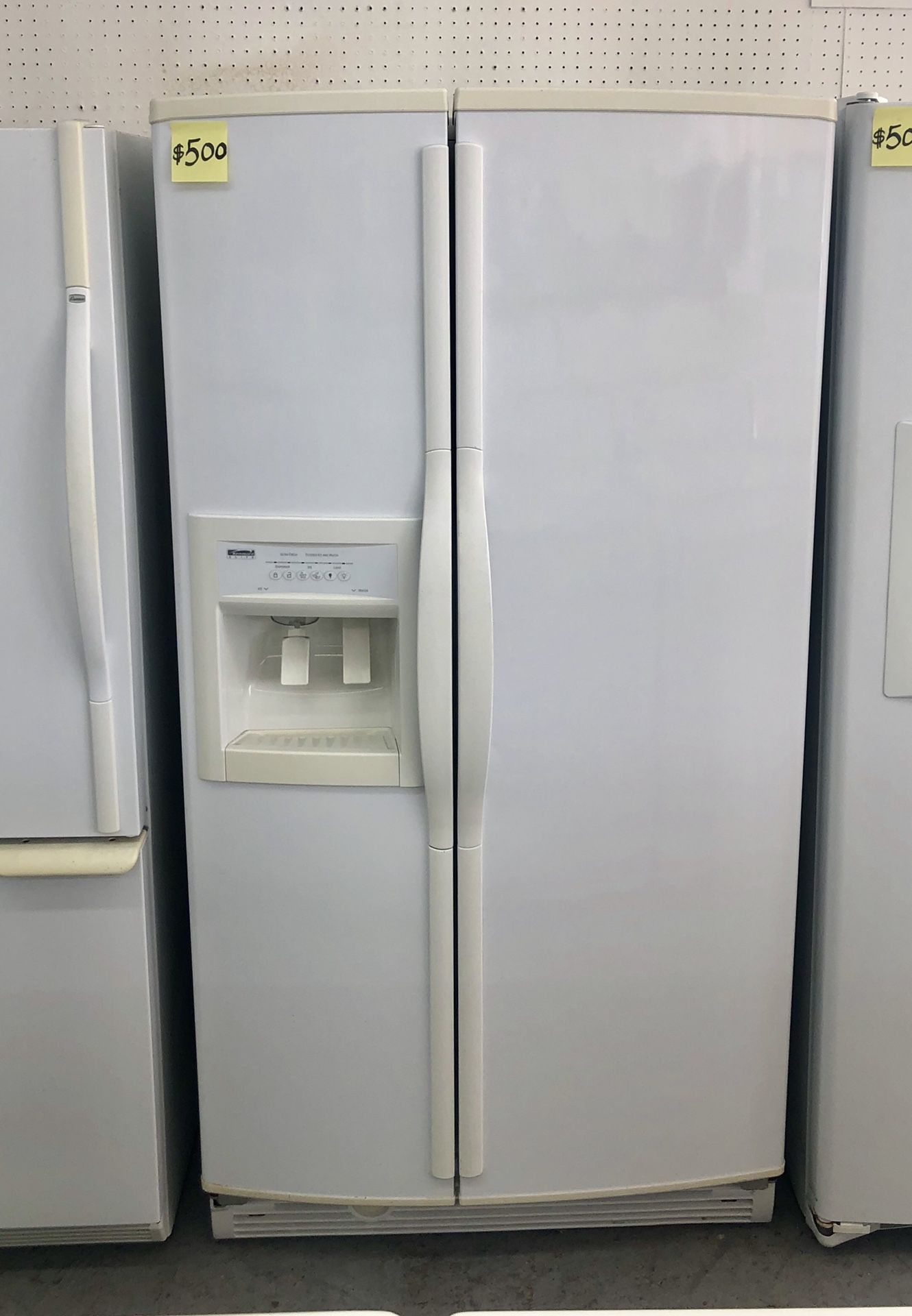 Comes with free 6 Months Warranty-like new white side by side refrigerator Kenmore Elite