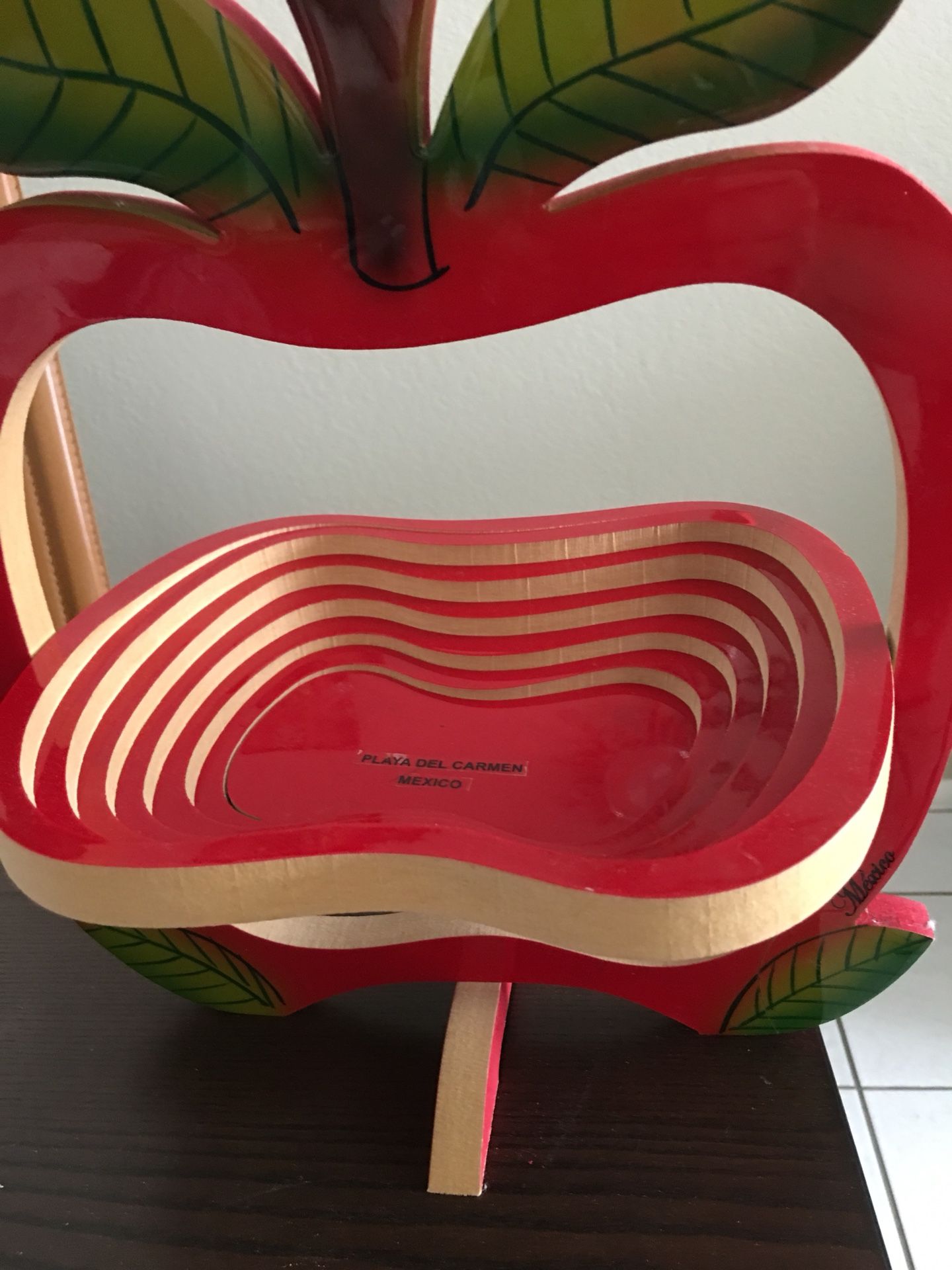New red fruit basket or for different purpose handmade wood in mexico