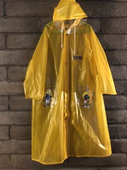 TAHSIN DELUXE Men Women Unisex Raincoat Rain Jacket SMALL YELLOW - Speedy Gonzales -Vtg 10841