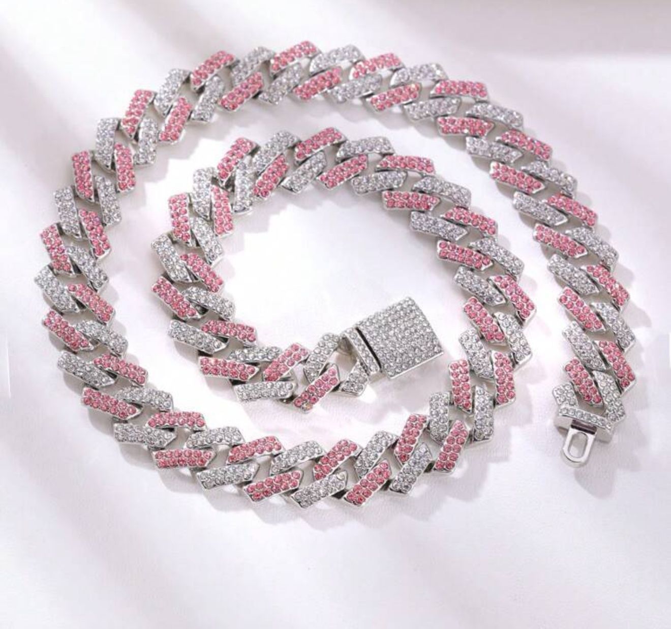 Pink/Silver Rhinestone Hip Hop Party Deco Chain