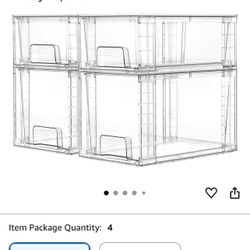 Vtopmart 4 Pack Clear Stackable Storage Drawers,Easy to Assemble Bathroom Organizers and Storage wit