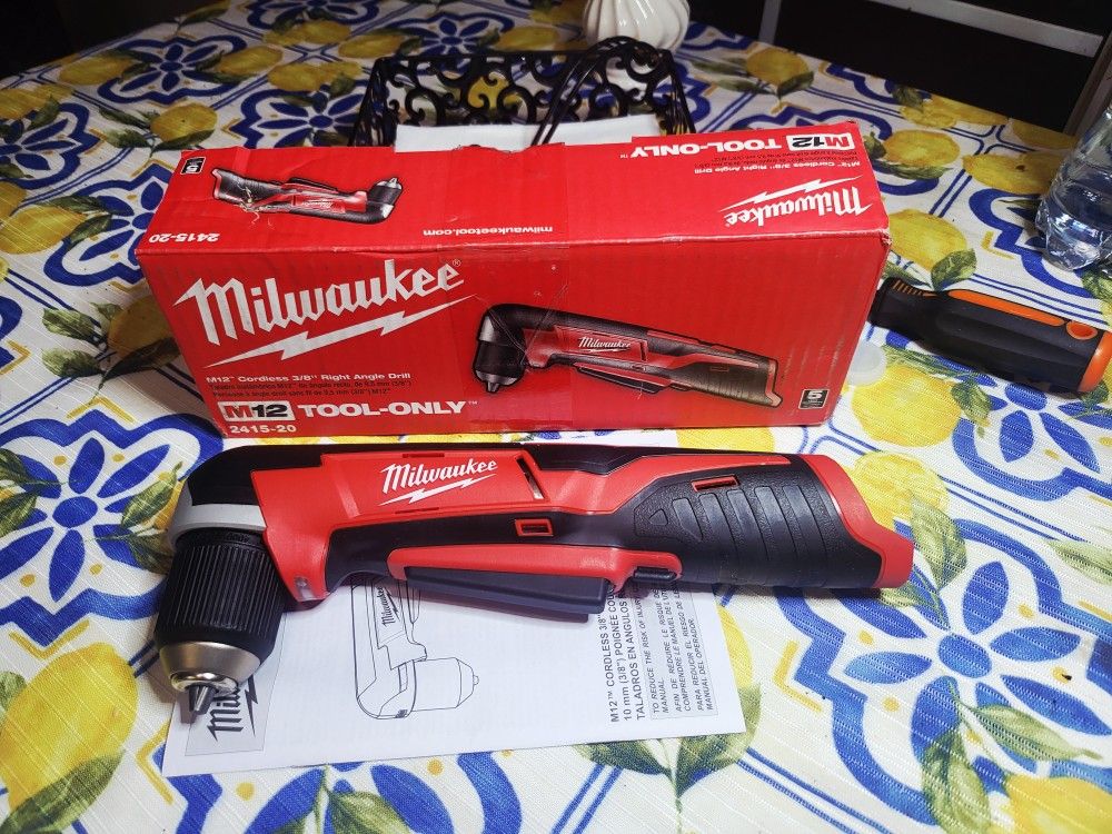 Milwaukee brand new M12 12V Lithium-Ion Cordless 3/8 in. Right Angle Drill (Tool-Only)
