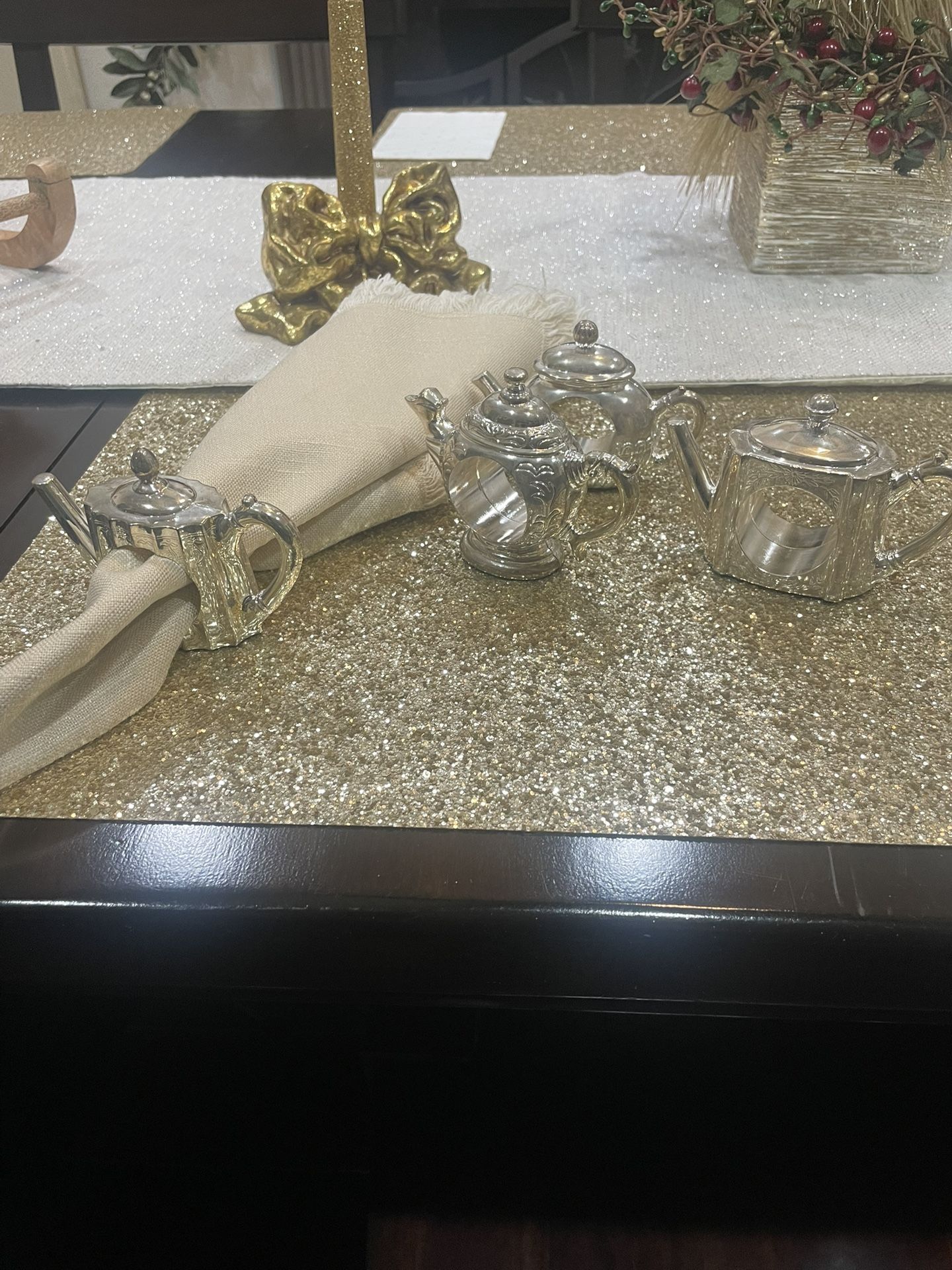 Godinger-Silver Plated, teapot napkin rings