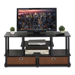 Furinno JAYA Brown MDF Large TV Stand for up to 50-Inch TVs