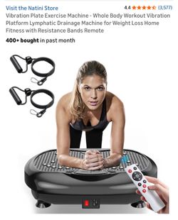 Vibration Plate Exercise Machine - Whole Body Workout Vibration Platform Lymphatic Drainage Machine for Weight Loss Home Fitness with Resistance Bands