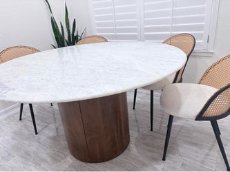 MOVING SALE: Ashley Isanti 54” Real Marble Round TableC/W chairs