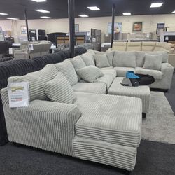 Light Gray Corduroy Sectional Sofa 🚚WE DELIVER🚚