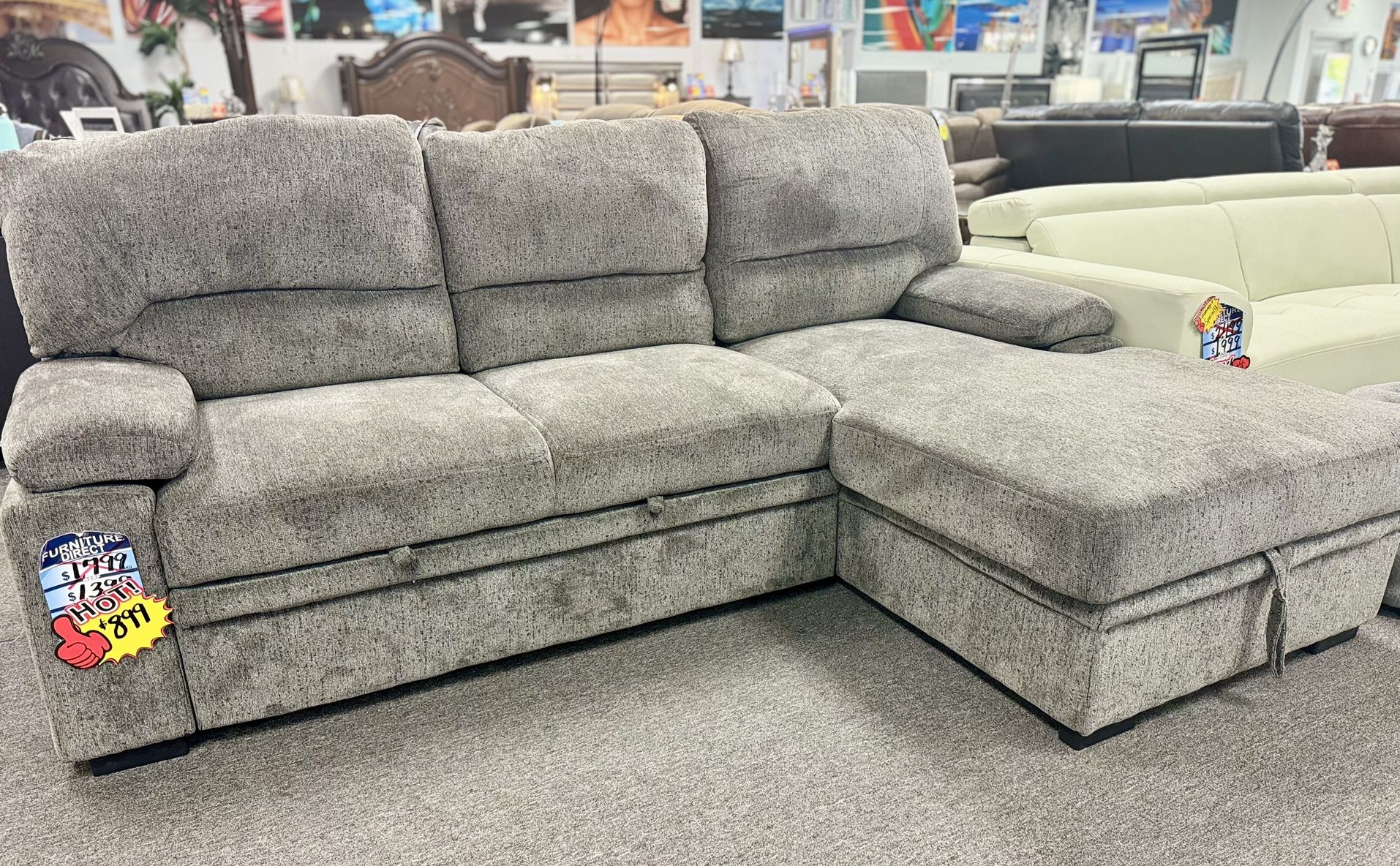 4th Of July Pre Sale🇺🇸Stunning Grey Pull Out Sleeper Sofa Sectional Available Only $899 🇺🇸