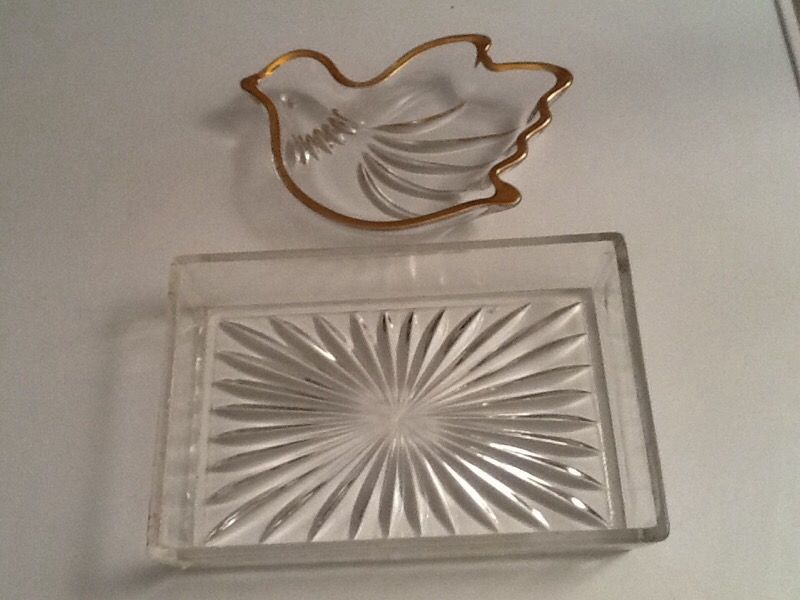 2 cut glass crystal candy / nut dishes