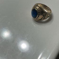 Heavy 10K Gold Men’s Ring Blue Stone Vintage Style 10g