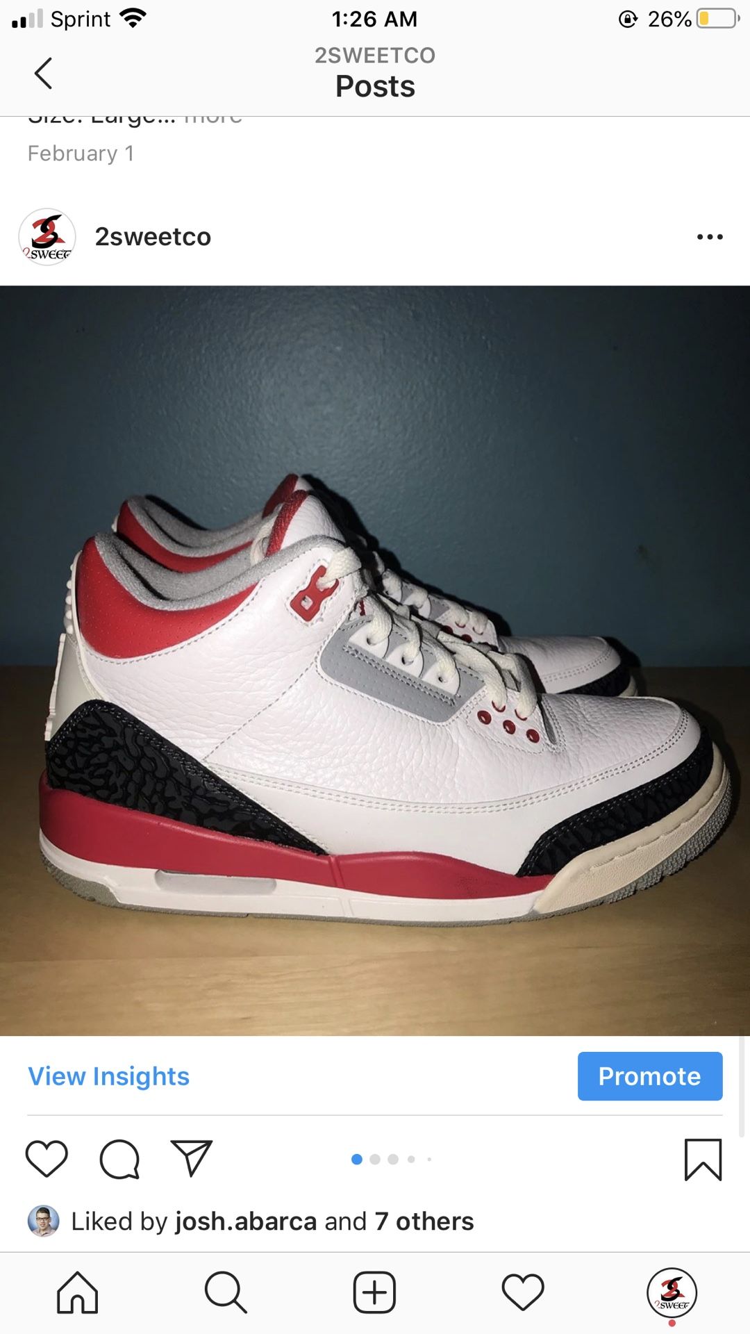 Air Jordan 3 Fire Red size 8