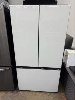 Brand new  Samsung Bespoke 36 in. 30 cu. ft. Standard Depth 3-Door French Door Smart Refrigerator in White Glass with Beverage Center