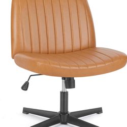 Criss Cross Brown/Tan Office/Vanity Leather Chair