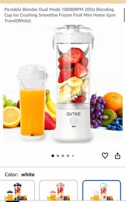 Portable Blender Dual Mode 18000RPM 20Oz Blending Cup (White)