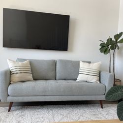 Light Gray Tufted 80” Mid Century Modern Sofa by Living Spaces
