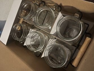 Set Of 6 Mason Jars With Tray